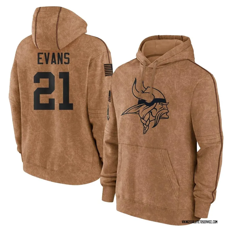 Men's Akayleb Evans Minnesota Vikings Brown 2023 Salute To Service Club Pullover Hoodie