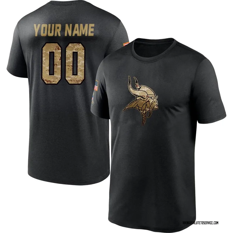 Men's Custom Minnesota Vikings Black 2020 Salute To Service Performance T-Shirt