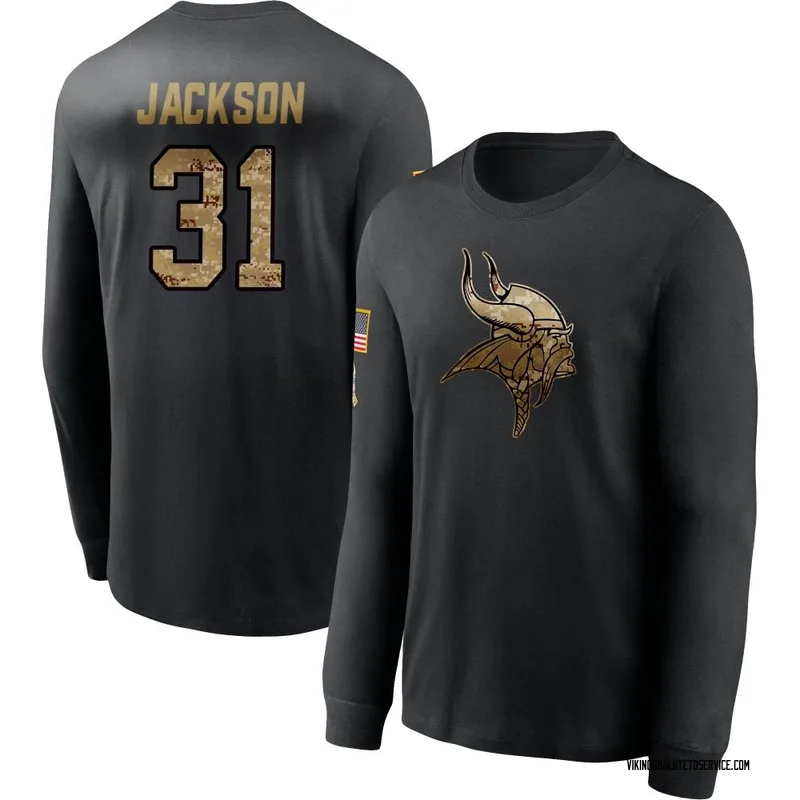 Men's Khyree Jackson Minnesota Vikings Black 2020 Salute To Service Sideline Performance Long Sleeve T-Shirt