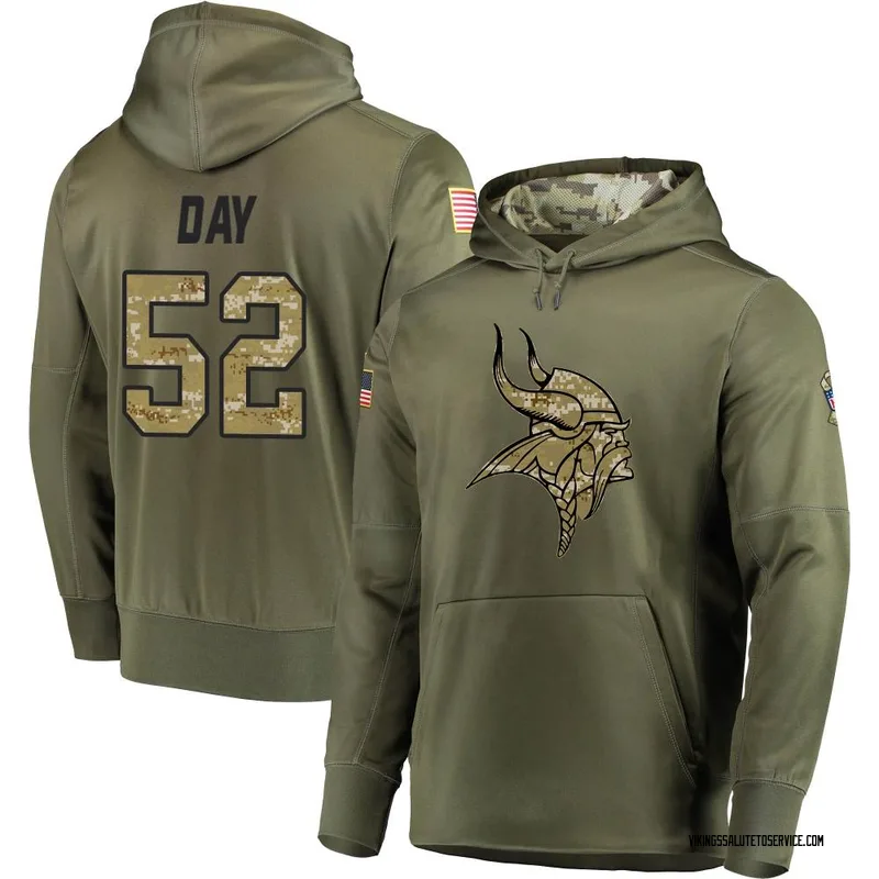 Sheldon Day Minnesota Vikings Men's Legend Olive Salute to Service Sideline  Long Sleeve T-Shirt