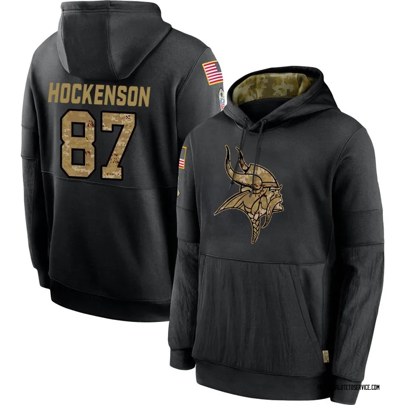 T.J. Hockenson Minnesota Vikings Men's Legend Olive Salute to Service  Sideline Long Sleeve T-Shirt